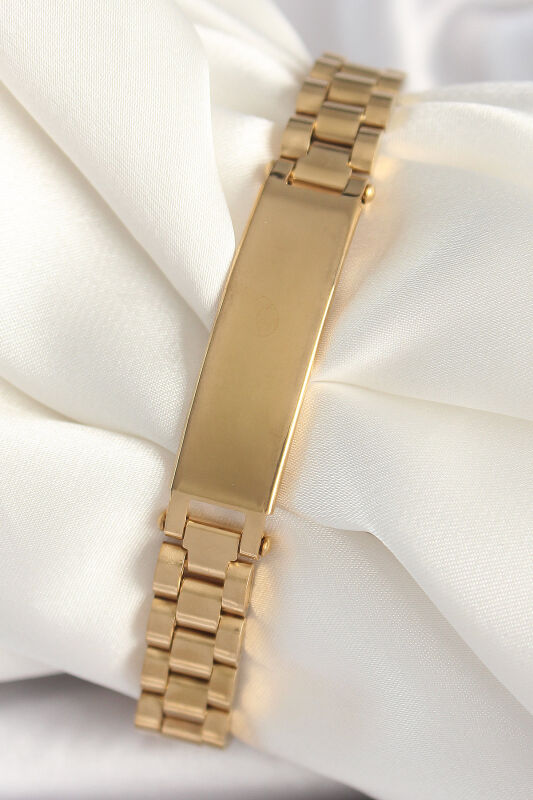 Gold Renk Zincir Künye Model Erkek Bileklik - EBJ250412W32631 - 1