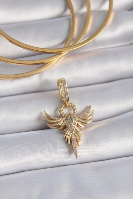 Gold Renk Zirkon Taşlı Anka Kuşu Model Ajda Charm - EBJ241109W28975 - 1