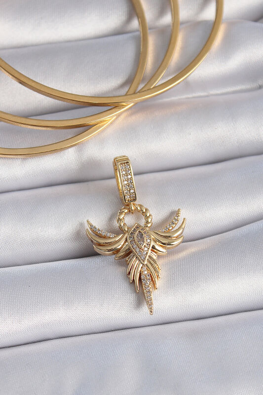 Gold Renk Zirkon Taşlı Anka Kuşu Model Ajda Charm - EBJ241109W28975 - 1