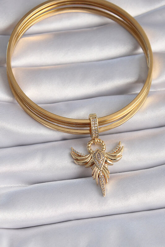 Gold Renk Zirkon Taşlı Anka Kuşu Model Ajda Charm - EBJ241109W28975 - 2