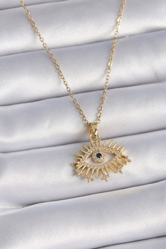 Gold Renk Zirkon Taşlı Göz Model Kadın Kolye - EBJ261410W29079 - 3