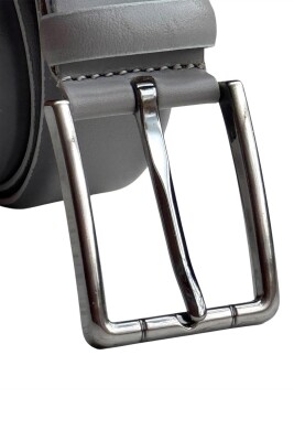 Gri Hakiki Deri Düz Renk Model 3.5 cm. Tokalı Klasik Kemer - 215-Düz - 5