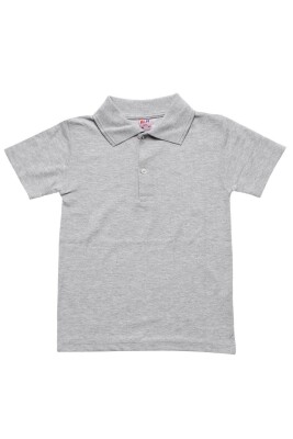 Gri Kısa Kol Düz Renk Yakalı 6-16 Yaş Çocuk Okul Lakos Tişört Polo Yaka T-shirt - 1