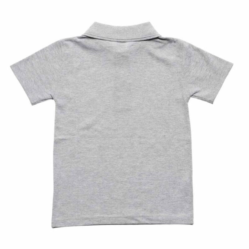 Gri Kısa Kol Düz Yakalı 6-16 Yaş Çocuk Okul Lakos Tişört T-shirt - 80238-Gri - 3