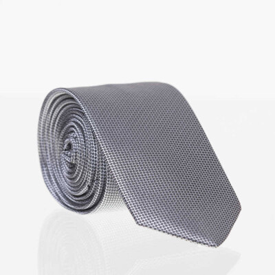Gri Slim Fit Düz Renk Dokuma Kravat / DDK-24 - 1