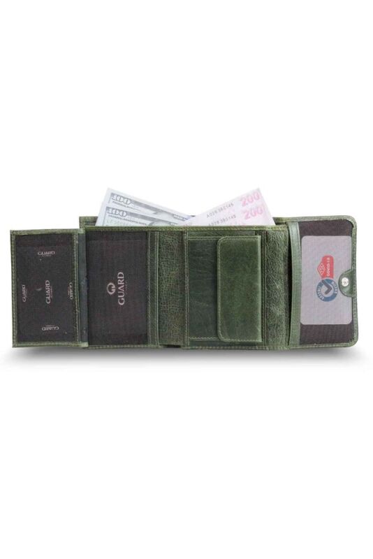 Guard Bozuk Para Bölmeli Crazy Yeşil Kadın Deri Cüzdan - GDR240330XT1455 - 3