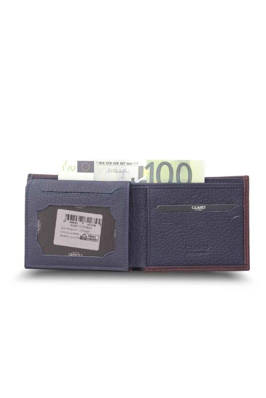 Guard Mat Bordo - Lacivert Yatay Deri Cüzdan - GRD2403XW22272 - 3