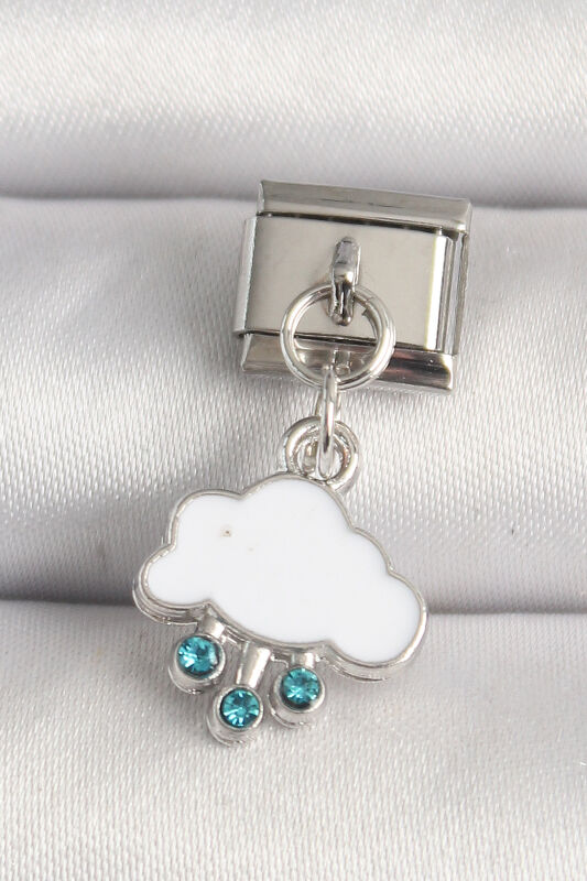 Gümüş Renk Beyaz Bulut Model Zirkon Taşlı Damla Detay Nomination Charm - EBJ250501W32854 - 1
