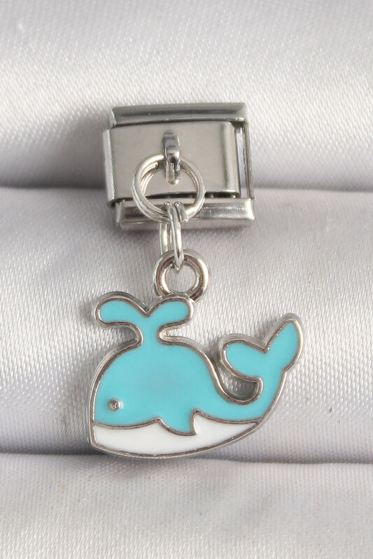 Gümüş Renk Mavi Balina Model Nomination Charm - EBJ250501W32891 - 1
