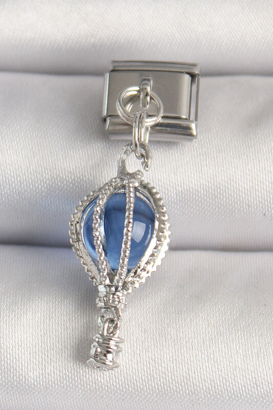Gümüş Renk Mavi Balon Model Nomination Charm - EBJ250501W32857 - 1