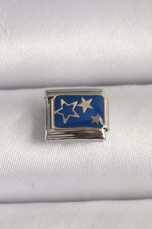 Gümüş Renk Mavi Gold Yıldız İşlemeli Nomination Charm - EBJ250501W32835 - 1
