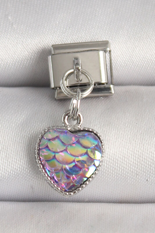 Gümüş Renk Mor Pullu Kalp Model Nomination Charm - EBJ250501W32881 - 1