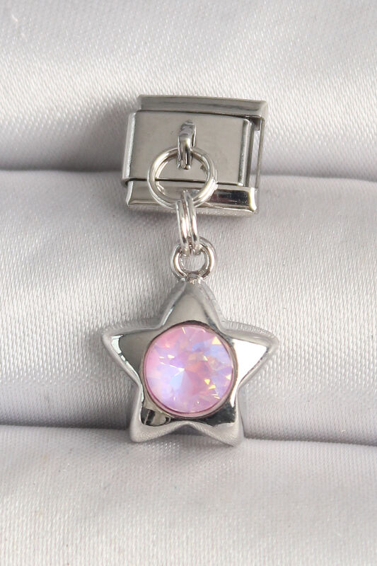 Gümüş Renk Pembe Zirkon Taşlı Yıldız Model Nomination Charm - EBJ250501W32920 - 1