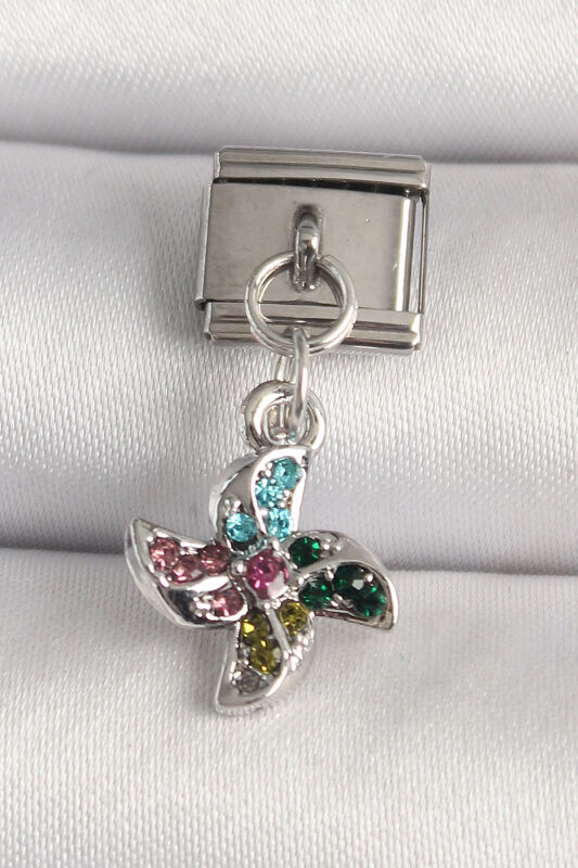Gümüş Renk Renkli Zirkon Taşlı Nomination Charm - EBJ250501W32853 - 1