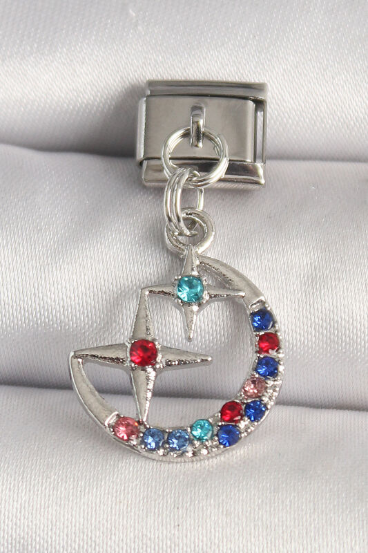 Gümüş Renk Renkli Zirkon Taşlı Yıldız Model Nomination Charm - EBJ250501W32924 - 1