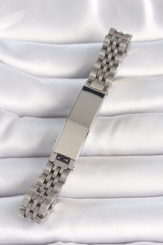 Gümüş Renk Zincir Künye Model Erkek Bileklik - EBJ250412W32624 - 2