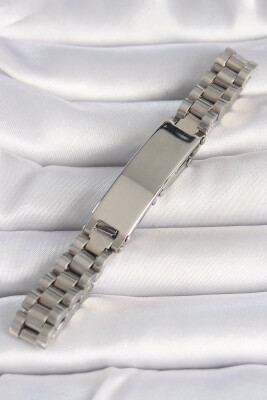 Gümüş Renk Zincir Künye Model Erkek Bileklik - EBJ250412W32632 - 2