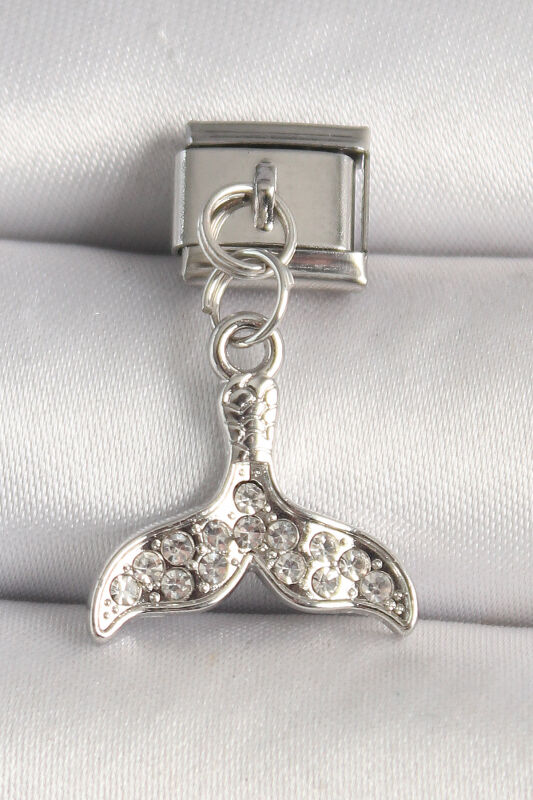 Gümüş Renk Zirkon Taşlı Balık Kuyruğu Model Nomination Charm - EBJ250501W32885 - 1