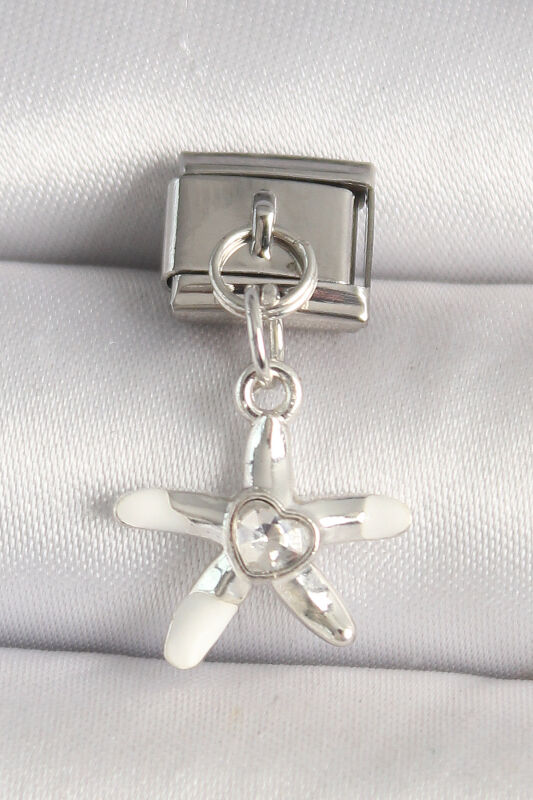 Gümüş Renk Zirkon Taşlı Deniz Yıldız Model Kalp Detay Nomination Charm - EBJ250501W32888 - 1