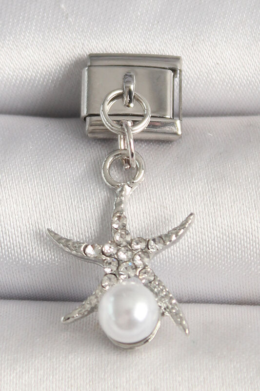 Gümüş Renk Zirkon Taşlı Deniz Yıldızı Model İnci Detay Nomination Charm - EBJ250501W32880 - 1