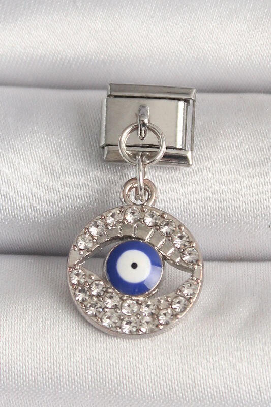 Gümüş Renk Zirkon Taşlı Göz Model Nazar Boncuk Detay Nomination Charm - EBJ250501W32850 - 1