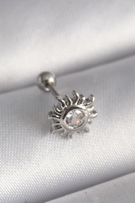 Gümüş Renk Zirkon Taşlı Güneş Tragus Piercing - EBJ241123W29430 - 1
