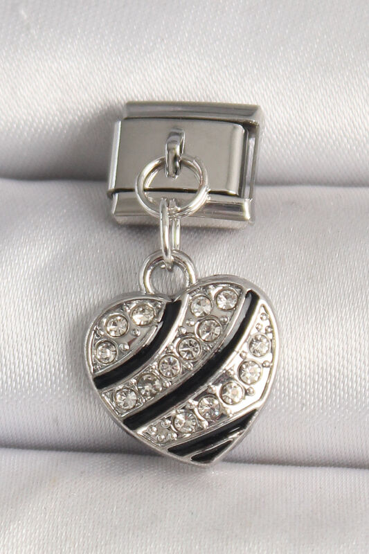Gümüş Renk Zirkon Taşlı Kalp Model Nomination Charm - EBJ250501W32949 - 1