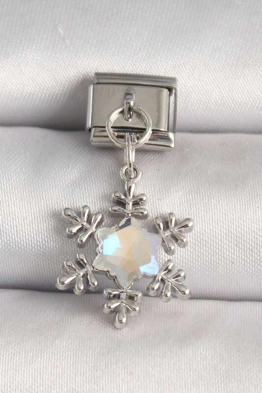 Gümüş Renk Zirkon Taşlı Kar Tanesi Model Nomination Charm - EBJ250501W32904 - 1