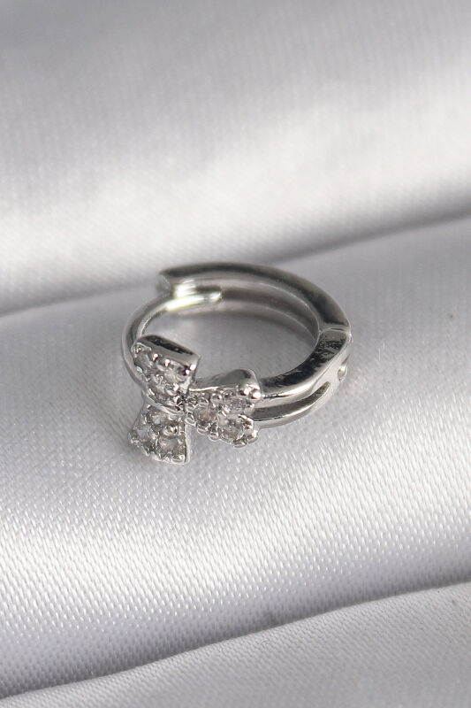 Gümüş Renk Zirkon Taşlı Kurdele Model Tragus Piercing - EBJ241123W29486 - 1