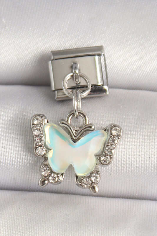 Gümüş Renk Zirkon Taşlı Sarı Mineli Kelebek Model Nomination Charm - EBJ250501W32957 - 1