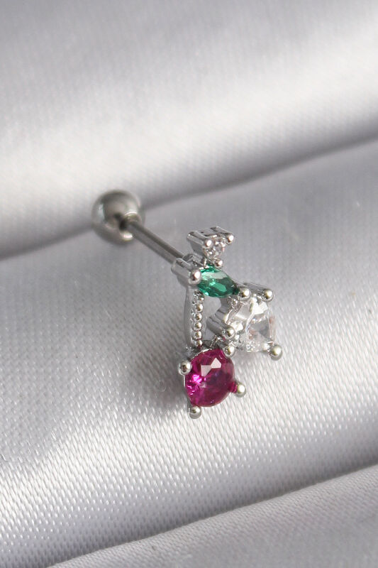 Gümüş Renk Zirkon Taşlı Tragus Piercing - EBJ241123W29378 - 1
