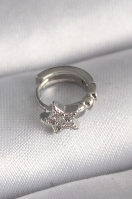 Gümüş Renk Zirkon Taşlı Yıldız Model Tragus Piercing - EBJ241123W29484 - 1