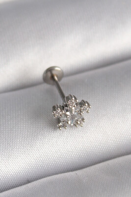 Gümüş Renk Zirkon Taşlı Yıldız Model Tragus Piercing - EBJ241123W29492 - 1