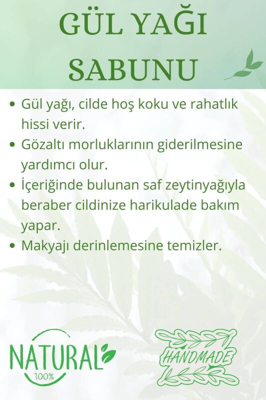 Hediyelik Gül Yağı Sabunu El Yapımı Doğal Paletli 110 G - 3
