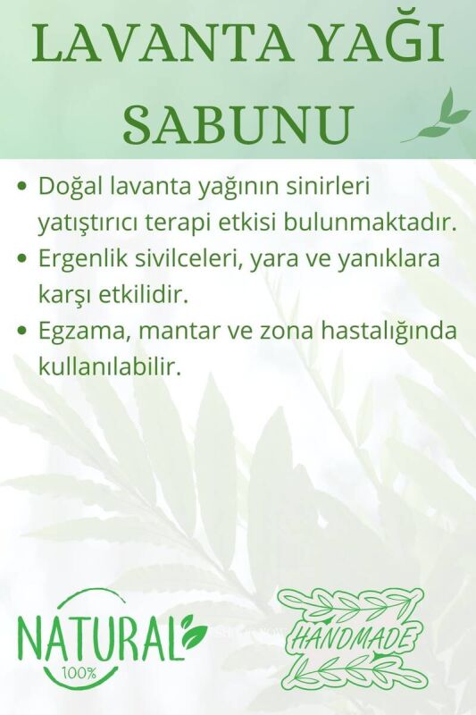 Hediyelik Lavanta Yağı Sabunu El Yapımı Doğal Paletli 110 G - 3