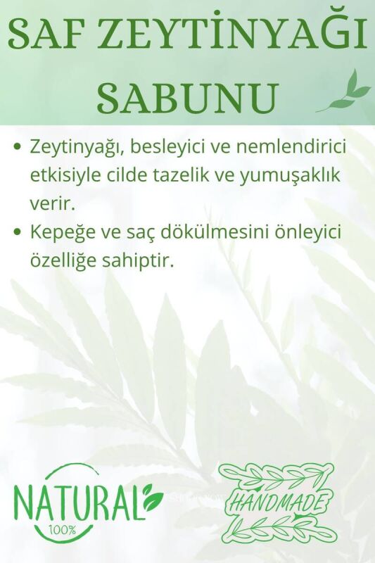 Hediyelik Saf Zeytinyağlı Türk Hamamı Sabunu El Yapımı Doğal Paletli 110 G - 3