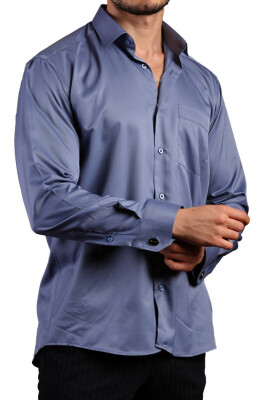 İndigo Büyük Beden Rahat Kesim Micro Kumaş Kol Düğmeli Regular Fit Erkek Gömlek - 190-5 