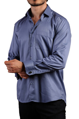 İndigo Büyük Beden Rahat Kesim Micro Kumaş Kol Düğmeli Regular Fit Erkek Gömlek - 190-5 - 3