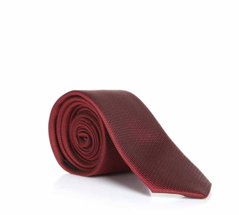 Bordo Slim Fit Düz Renk Dokuma Kravat / DDK-19 - 1
