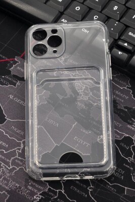 iPhone 11 Pro Max Uyumlu Kredi Kartlıklı Şeffaf Kılıf Kamera Korumalı - 2