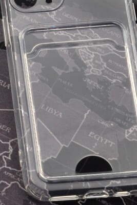 iPhone 11 Pro Uyumlu Kredi Kartlıklı Şeffaf Kılıf Kamera Korumalı - 4