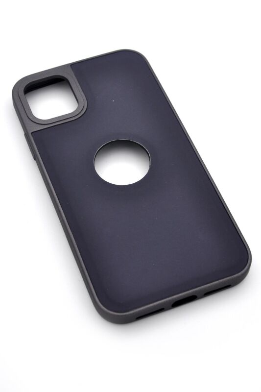 iPhone 11 Uyumlu Deri Görünümlü Sert Kapak Kılıf Antrasit Füme - 2