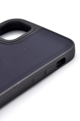iPhone 11 Uyumlu Deri Görünümlü Sert Kapak Kılıf Antrasit Füme - 4