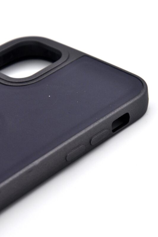 iPhone 11 Uyumlu Deri Görünümlü Sert Kapak Kılıf Antrasit Füme - 4