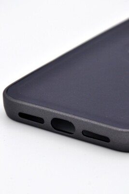 iPhone 11 Uyumlu Deri Görünümlü Sert Kapak Kılıf Antrasit Füme - 5