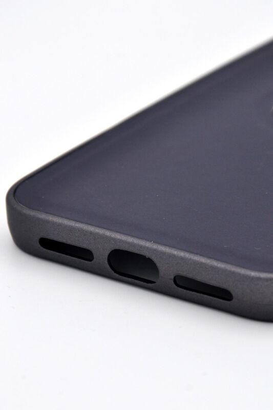 iPhone 11 Uyumlu Deri Görünümlü Sert Kapak Kılıf Antrasit Füme - 5