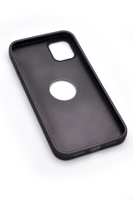 iPhone 11 Uyumlu Deri Görünümlü Sert Kapak Kılıf Antrasit Füme - 6