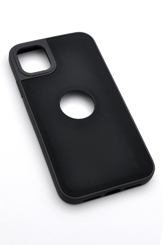 iPhone 11 Uyumlu Deri Görünümlü Sert Kapak Kılıf Siyah - 2