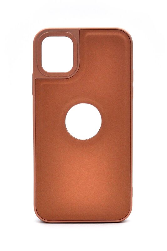 iPhone 11 Uyumlu Deri Görünümlü Sert Kapak Kılıf Taba Kum Beji - 1