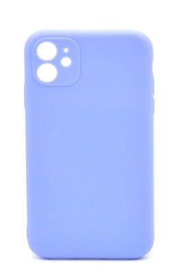 iPhone 11 Uyumlu Düz Renk Esnek Yumuşak Silikon Kılıf Rubber Açık Mor 
